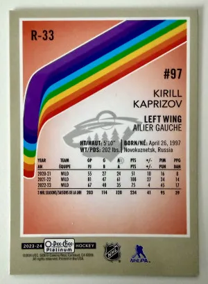 2023 O-Pee-Chee Platinum Kirill Kaprizov back
