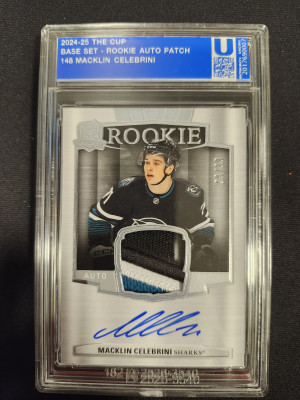 24/25 THE CUP ROOKIE PATCH AUTOGRAPH #148 MACKLIN CELEBRINI RC (39/99) - 3 COLOR