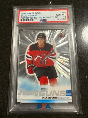 Jack Hughes Young Guns Outburst Psa 10 front