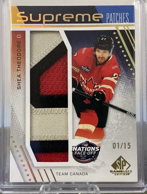 Shea Theodore Supreme Patches 4 Nations Team Canada /15 front