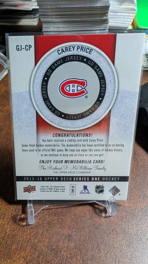2009-10 Upper Deck Game Jerseys #GJCP Carey Price back