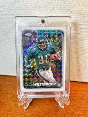 2024 Topps Chrome BRIAN WESTBROOK White Geometric Refractor #/15 Eagles #156 SSP front