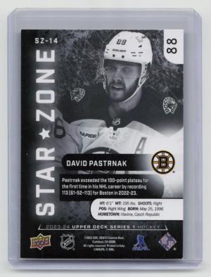 2023-24 Upper Deck Series 1 Star Zone David Pastrnak #SZ-14 back