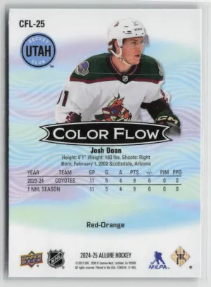 2024-25 Upper Deck Allure Color Flow Josh Doan #CFL-25 Red-Orange Rookie back