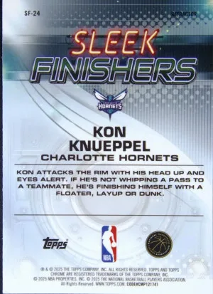 2025-26 Topps Chrome Kon Knueppel Sleek Finishers Refractor #SF-24 (RC) back