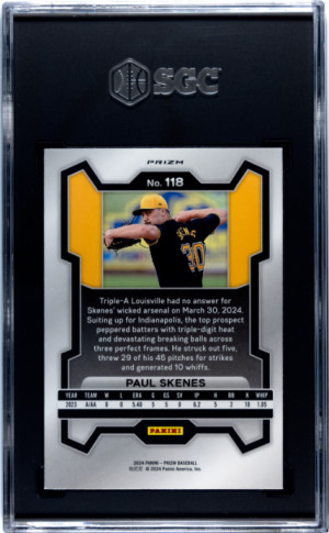 Paul Skenes (Pirates) 2024 Panini Prizm RC SGC 9 back