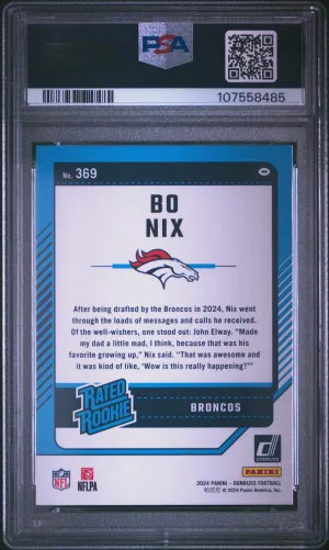 2024 Panini Donruss Bo Nix #369 PSA 9 back