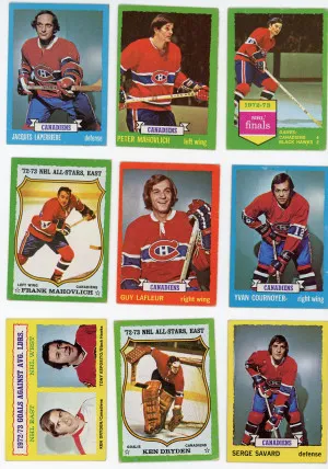 1973-74 Topps Hockey Montreal Canadiens lot of 9 FR-VG Lafleur Dryden +++ front