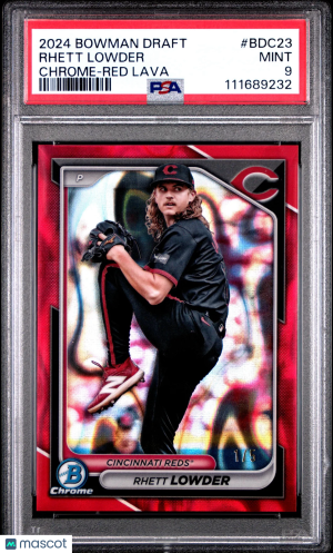 2024 Bowman Draft Rhett Lowder #BDC23 Chrome Red Lava /5 PSA 9 front