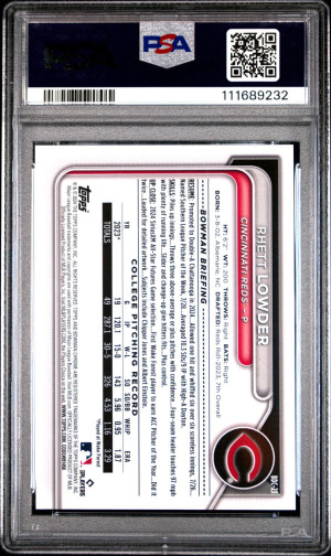 2024 Bowman Draft Rhett Lowder #BDC23 Chrome Red Lava /5 PSA 9 back
