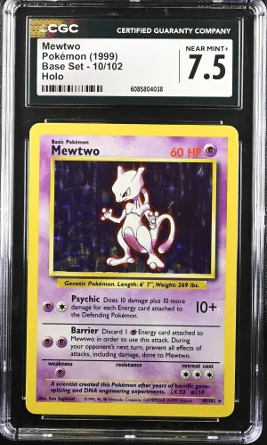 1999 Base Set #10/102 Mewtwo CGC 7.5 front