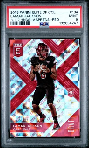 2018 Panini Elite Draft Picks Collegiate Lamar Jackson Bll.2.Hnds.-Asprtns.-Red front