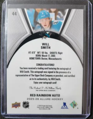 Will Smith Red Rainbow Auto Rookie back