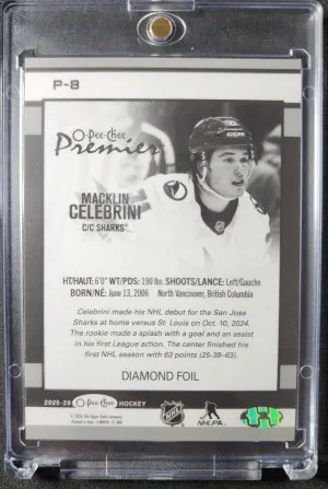 Macklin Celebrini Diamond Foil /75 back