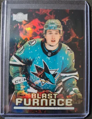 Macklin Celebrini Skybox Metal Universe Blast Furnace Rookie front