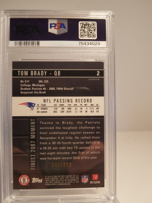 2008 Finest Tom Brady Green Refractor /299 back