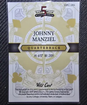 2024 Wildcard Johnny Manziel Auto #1/1 back
