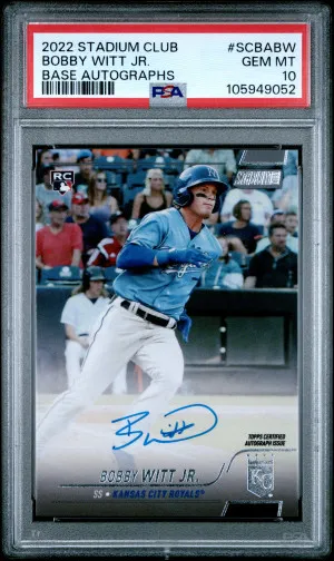 2022 Topps Stadium Club Base Autographs Bobby Witt Jr. Base Autographs PSA 10 front