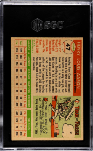 1955 Topps Hank Aaron SGC 4 back
