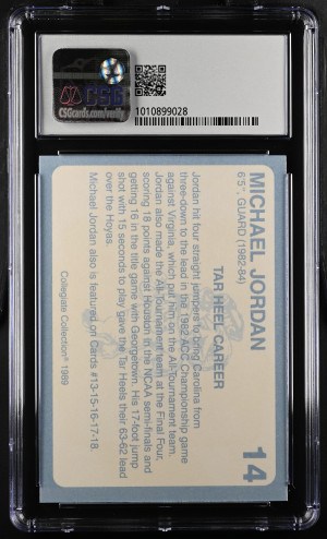 Michael Jordan 1989 Collegiate Collection North Carolina #14 CGC 8.5 back