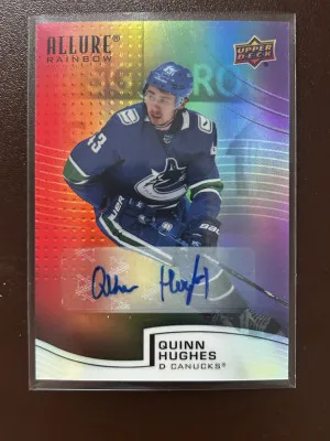 2021-22 Allure Quinn Hughes R-78 Full Rainbow Auto front