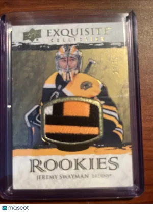 2021-22 Upper Deck Exquisite Rookies Gold Patch Jeremy Swayman 20/25 #R-JS front