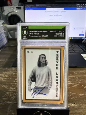 2021 Topps x Trevor Lawrence #49-A Trevor Lawrence Autographs Orange #/99 Degree 8 front