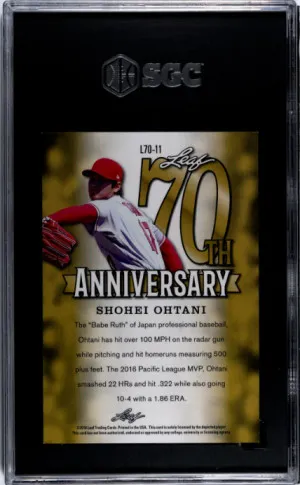 2018 Leaf 70th Anniversary Shohei Ohtani SGC 10 back
