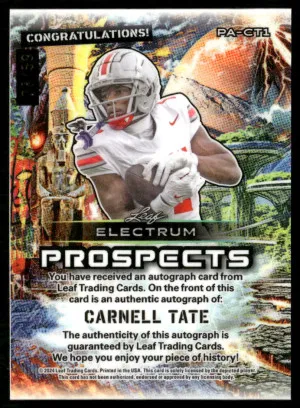 2024 Leaf Electrum - Prospects Auto Bronze #PA-CT1 Carnell Tate #/59 back