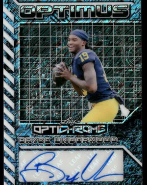 2025 Leaf Optichrome #OA-BU1 Bryce Underwood Optimus Auto Shimmer Platinum Blue #/7 front