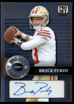 2023 Pro Set Pure - Platinum Auto Holo Spectrum #P-BP1 Brock Purdy #/8 front