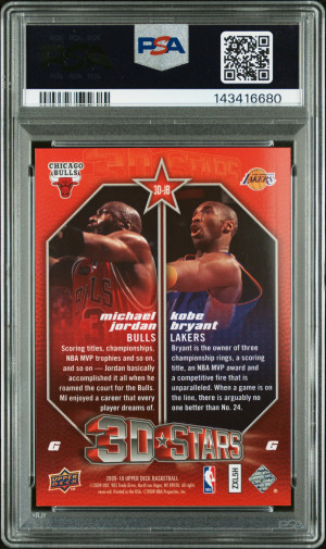 2009 Upper Deck 🏀🔥Michael Jordan Kobe Bryant 🐐 3D NBA Stars Hologram PSA 8.5 back