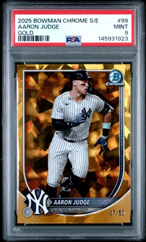 2025 Bowman Chrome Sapphire Edition Aaron Judge Gold /50 PSA 9 front