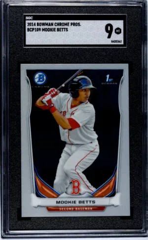 2014 Bowman Chrome Draft Mookie Betts SGC 9 front