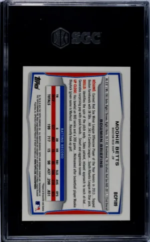 2014 Bowman Chrome Draft Mookie Betts SGC 9 back