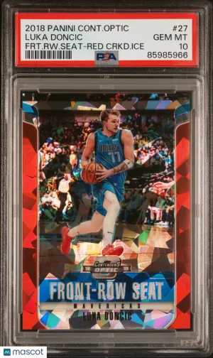 2018 Panini Contenders Optic Luka Doncic #27 Front Row - Red Cracked Ice PSA 10 front