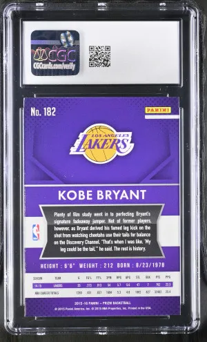 2015-16 Panini Prizm #182 Kobe Bryant CGC 10 back