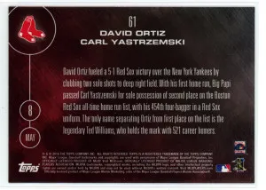 2016 Now Topps Online Exclusive /851 David Ortiz Carl Yastrzemski #61 back