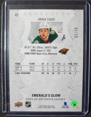 Brock Faber Artifacts Emerald's Glow /10 back