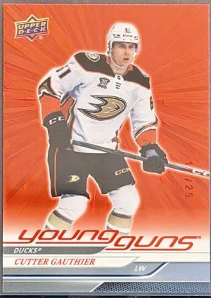 2024-25 UD Series 1 Hockey Cutter Gauthier Red Outburst Young Guns /25 front