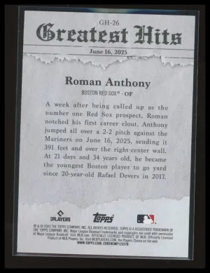 2026 Topps Series 1 Roman Anthony 4 Card Lot back