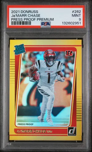2021 Panini Donruss Ja'marr Chase Press Proof Premium front