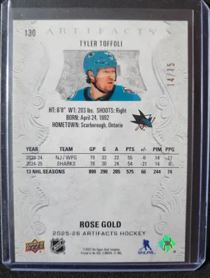 Tyler Toffoli /15 Artifacts Rose Gold back