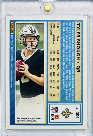 2025 Panini Donruss Tyler Shough Orange Rated Rookie Auto back