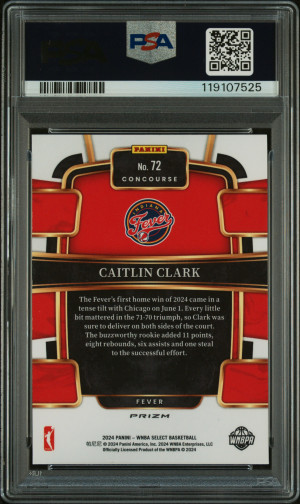 2024 Panini Select Wnba Caitlin Clark Pink Ice back