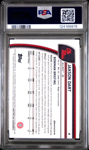 2024 Bowman University Chrome Jaxson Dart Purple Refractor back