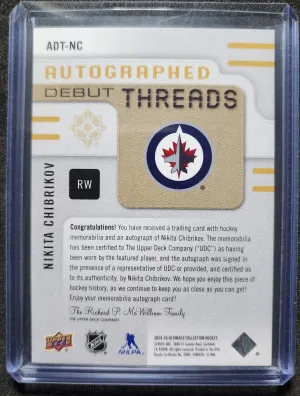 Nikita Chibrikov Autographed Debut Threads /199 back