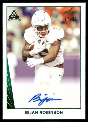 2022 Leaf Ultimate Draft #BA-BR1 Bijan Robinson Emerald Spectrum #/35 front