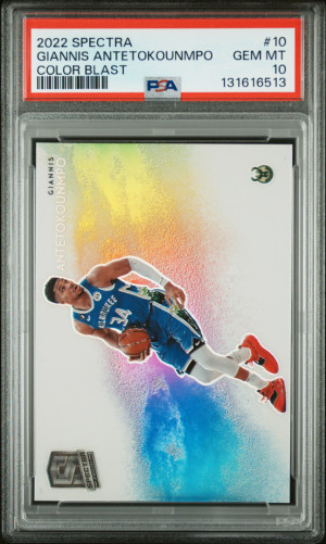 2022 Panini Spectra Color Blast Giannis Antetokounmpo PSA 10 front