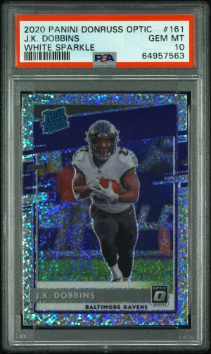 2020 Panini Donruss Optic J.k. Dobbins White Sparkle front
